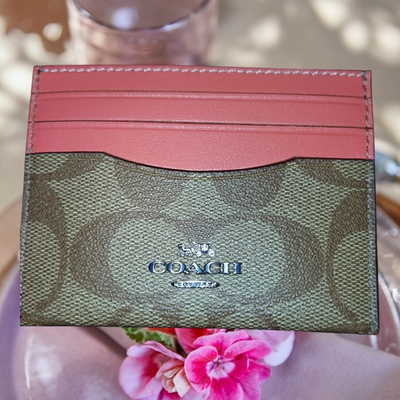 Coach Handbags - Coach Brown and Coral Card Holder